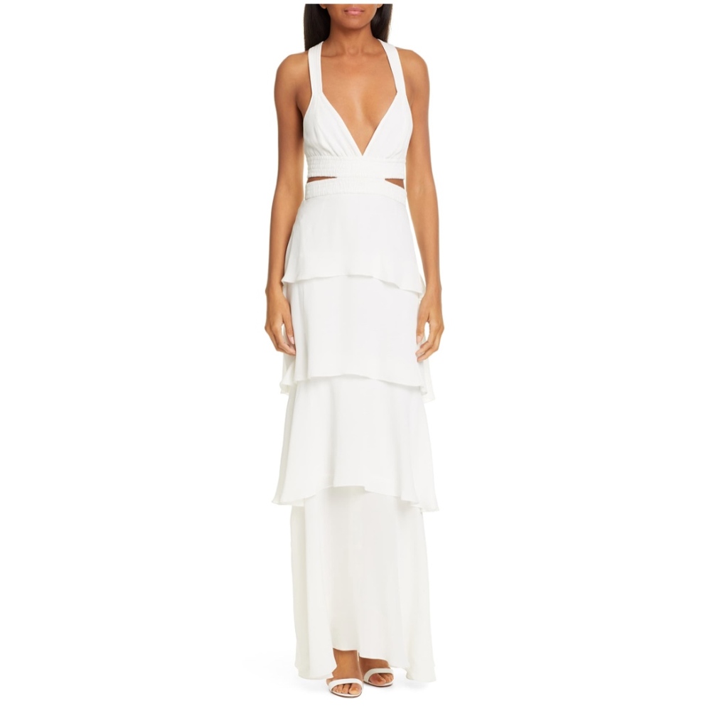 A.L.C. Lita Tiered Silk V-Neck Maxi Dress